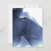 Cartons Réponse Mariage de flux d'encre bleu ID762 (Devant)