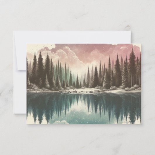 Cartons Réponse Mariage de forêt aquarelle (Dos)