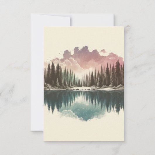 Cartons Réponse Mariage de forêt aquarelle (Dos)