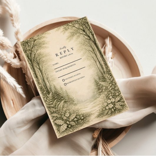 Cartons Réponse Mariage de forêt intemporel