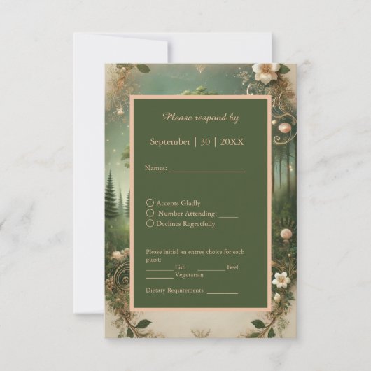 Cartons Réponse mariage de forêt médiévale Whimsical vert (Devant)