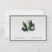 Cartons Réponse Mariage de forêt rustique aquarelle (Dos)
