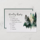 Cartons Réponse Mariage de forêt rustique aquarelle (Devant / Derrière)