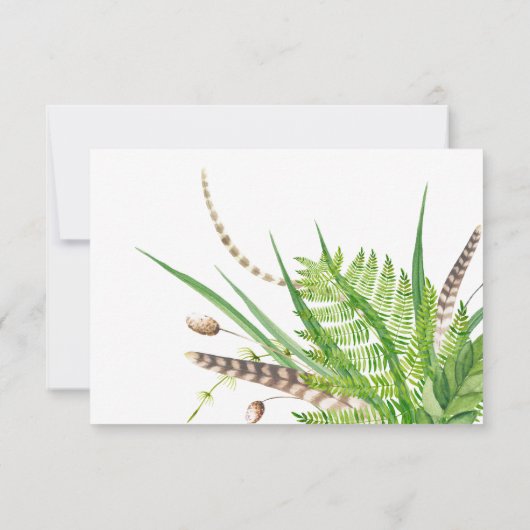 Cartons Réponse Mariage de forêt rustique aquarelle (Dos)