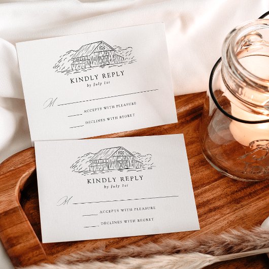 Cartons Réponse Mariage de grange rustique élégant