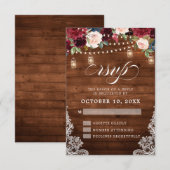 Cartons Réponse Mariage de jar mason floral en bois rustique Bourg (Devant / Derrière)