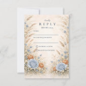 Cartons Réponse Mariage de Jardin Bleu Poussiéreux (Devant)