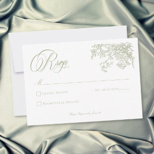 Cartons Réponse Mariage de jardin élégant vintage avec blason vert
