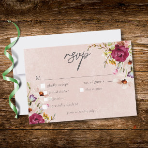 Cartons Réponse Mariage de jardin floral romantique en Bourgogne