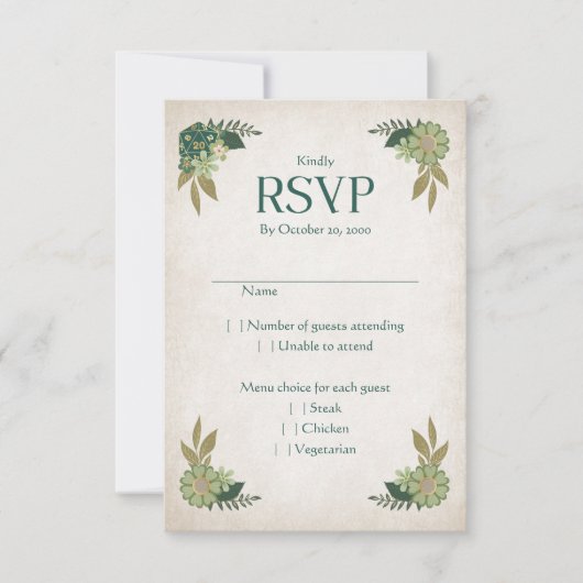 Cartons Réponse Mariage de jeu de dés RPG (Devant)