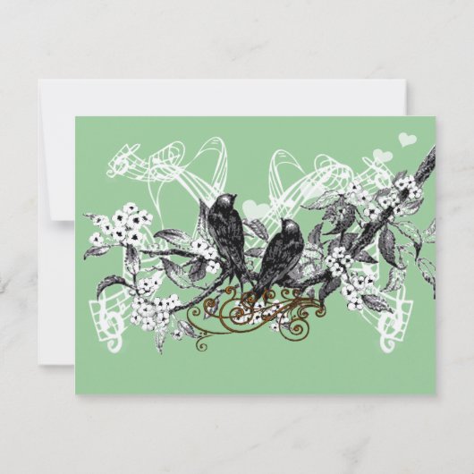 Cartons Réponse Mariage de la branche Fleurs blanches Inséparables (Dos)