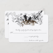 Cartons Réponse Mariage de la branche Fleurs blanches Inséparables (Devant / Derrière)