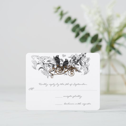 Cartons Réponse Mariage de la branche Fleurs blanches Inséparables (Debout devant)