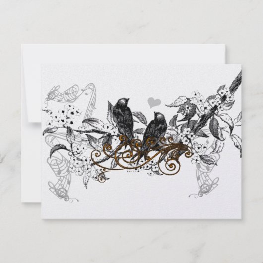 Cartons Réponse Mariage de la branche Fleurs blanches Inséparables (Devant)