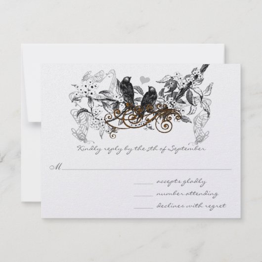 Cartons Réponse Mariage de la branche Fleurs blanches Inséparables (Dos)