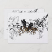 Cartons Réponse Mariage de la branche Fleurs blanches Inséparables (Devant / Derrière)