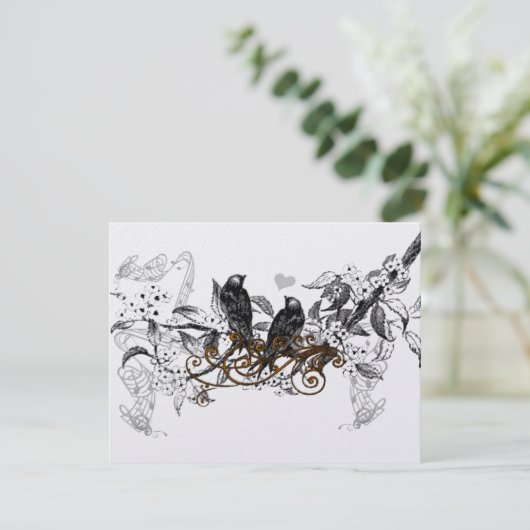 Cartons Réponse Mariage de la branche Fleurs blanches Inséparables (Debout devant)