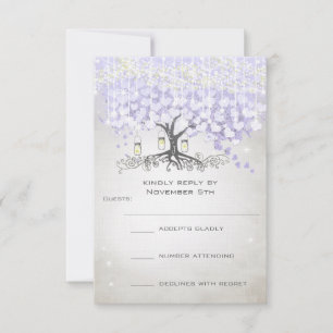 Cartons Réponse Mariage de la feuille de coeur de lavande radiante