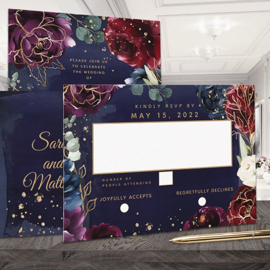 Cartons Réponse Mariage de la marine de Bourgogne Pas de choix de 