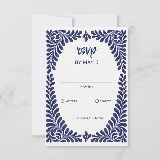 Cartons Réponse Mariage de la marine mexicaine Blue Talavera (Devant)