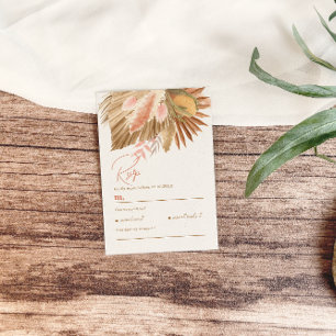 Cartons Réponse Mariage de laiton Rustique Boho Pampas
