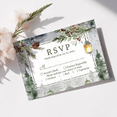 Cartons Réponse Mariage de lanterne botanique de l'arbre rustique 