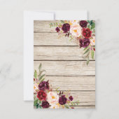 Cartons Réponse Mariage de lanterne florale de Marsala de Bourgogn (Dos)