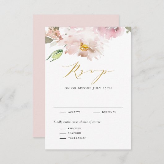 Cartons Réponse Mariage de l'aquarelle féminine (Devant / Derrière)