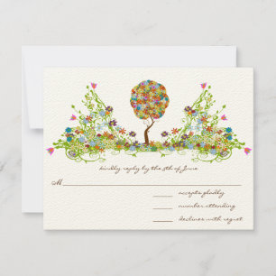 Cartons Réponse Mariage de l'arbre de la fleur de chêne en blanc R