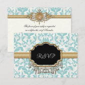 Cartons Réponse Mariage de lunettes dorées vieilles et démontées (Devant / Derrière)