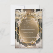 Cartons Réponse Mariage de lustre doré fleuri (Devant)