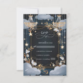 Cartons Réponse Mariage de lustre en or Chic Navy (Devant)