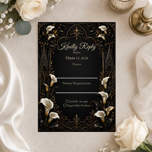 Cartons Réponse Mariage de luxe gothique