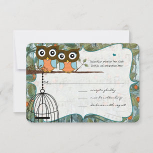 Cartons Réponse Mariage de ma meilleure amie Chouette Bleu Aqua Mi