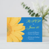 Cartons Réponse Mariage de marguerite jaune et bleu (Debout devant)