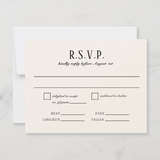 Cartons Réponse Mariage de minimalisme chaud noir et ivoire (Devant)