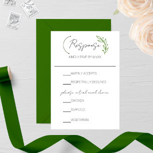 Cartons Réponse Mariage de monogramme à feuilles chics moderne