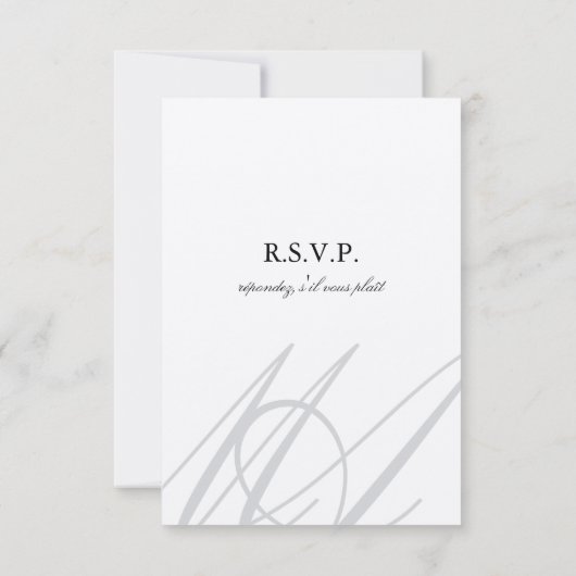 Cartons Réponse Mariage de monogramme en argent infini poignée mai (Dos)