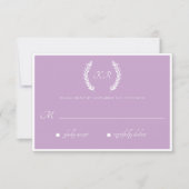 Cartons Réponse Mariage de monogramme floral violet minimal (Devant)