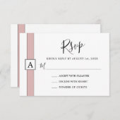 Cartons Réponse Mariage de monogramme rose Rose moderne Dusty (Devant / Derrière)