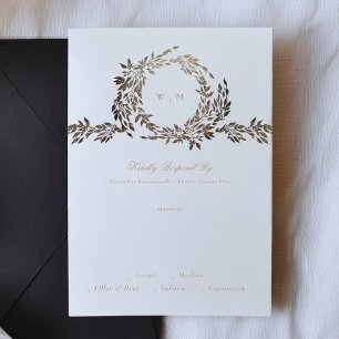 Cartons Réponse Mariage de monographie botanique en ébène d'or noi