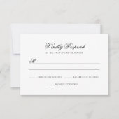 Cartons Réponse Mariage de monographie florale blanc noir minimal (Devant)