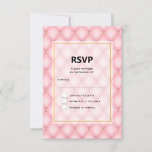 Cartons Réponse Mariage de Motif de luxe Pink Tufted Diamond