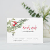 Cartons Réponse Mariage de Noël avec verdure festive (Debout devant)