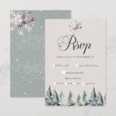 Cartons Réponse Mariage de Noël de neige d'hiver (Devant / Derrière)