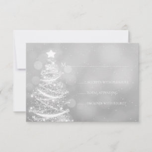 Cartons Réponse Mariage de Noël Silver Winter Wonderland