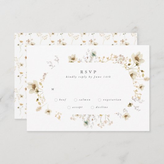 Cartons Réponse Mariage de Pampas Fleur sauvage séché Oval Abondan (Devant / Derrière)