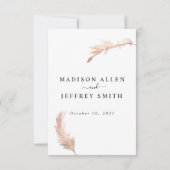 Cartons Réponse Mariage de Pampas Grass Bohême (Dos)