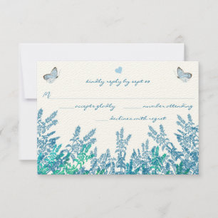 Cartons Réponse Mariage de papillon Fleur sauvage bleu turquoise