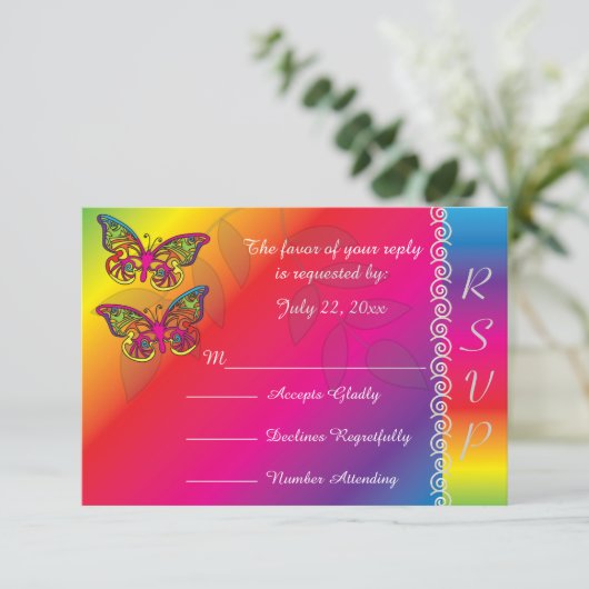 Cartons Réponse Mariage de papillon psychédélique conceptions (Debout devant)